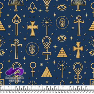 Motif de symboles égyptiens anciens sur fond bleu