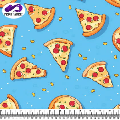 Slices of Pizza on Blue Background Pattern