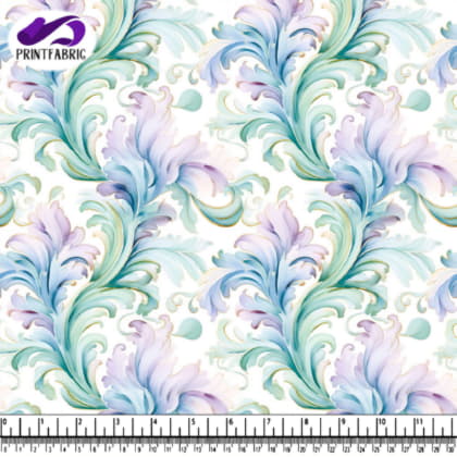 Blue, Purple, and Green Floral Leaves Pattern