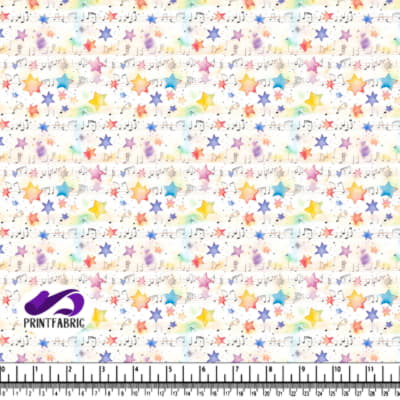 Colorful Musical Notes and Stars Background