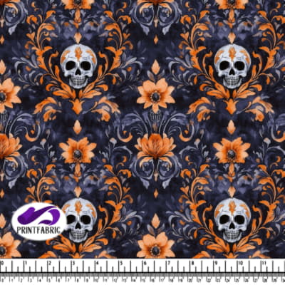 Gothic Floral Skull Pattern