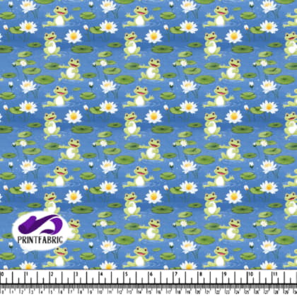 Cute Frog and Water Lily Pattern