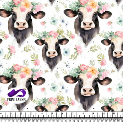 Watercolor Paintings of Two Cows with Floral Crowns