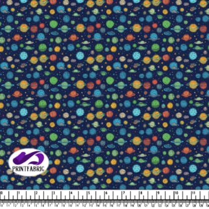 Colorful Planets and Stars on Dark Blue Background