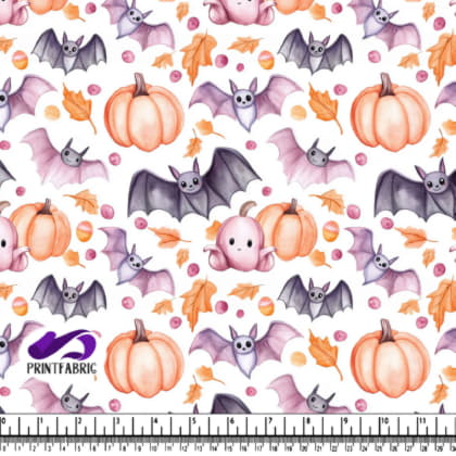 Cute Halloween Pattern with Bats and Pumpkins