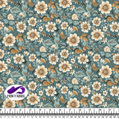 Teal and Beige Floral Pattern for Interior Design
