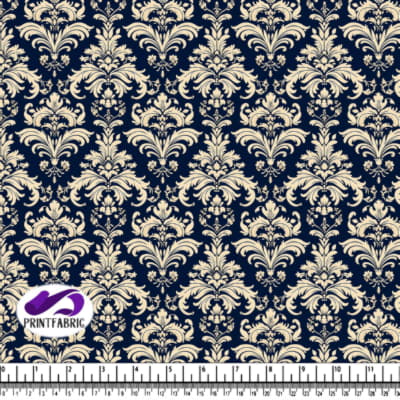 Dark Blue Damask Pattern Background