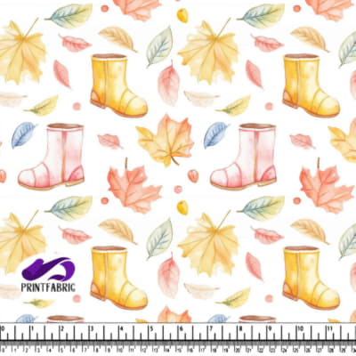 Watercolor Autumn Leaves and Rubber Boots Pattern