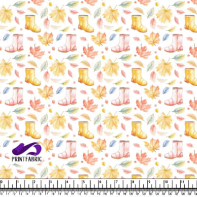 Watercolor Autumn Leaves and Rubber Boots Pattern