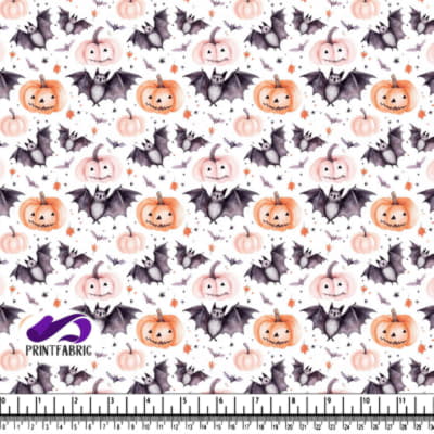 Halloween pattern with bats and pumpkins