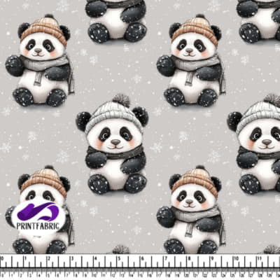 Cute Cartoon Pandas in Winter Wear