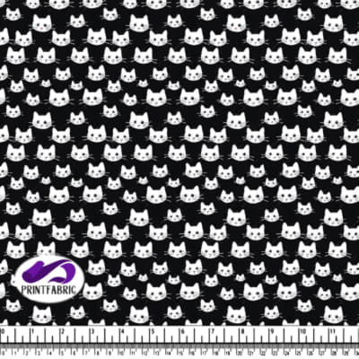 Drawing white head cats on Black Background