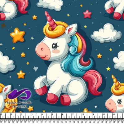 Cartoon Unicorns and Stars Pattern