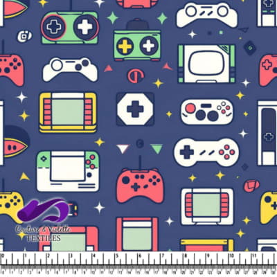 Colorful Video Game Controllers and Electronic Devices Pattern