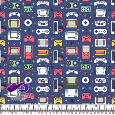 Colorful Video Game Controllers and Electronic Devices Pattern