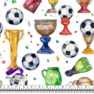 Colorful Sports Trophies and Equipment Pattern