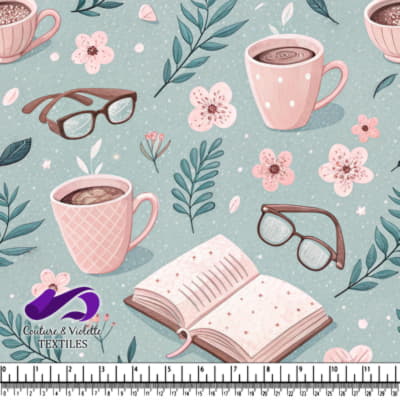 Book and coffee cup in pastel color