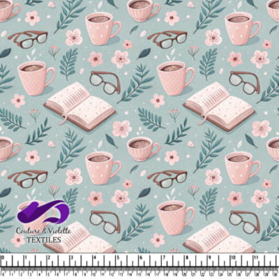Book and coffee cup in pastel color