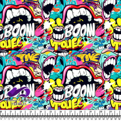 Colorful Urban Graffiti Art with Bold Mouths and BOOM Text