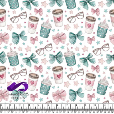 Cute Coffee and Glasses with Bows and Stars