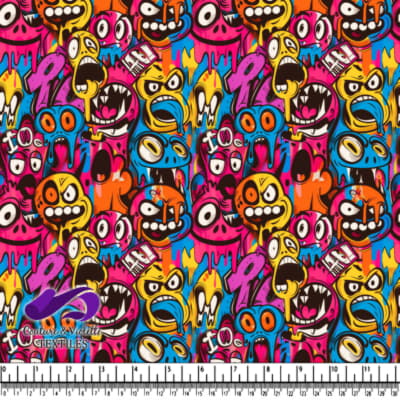 Colorful Cartoon Monsters Pattern with Expressive Faces