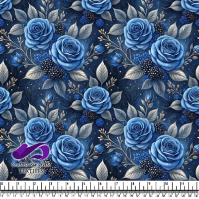 Blue roses with silver leaves