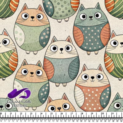 Cute whimsical multicolored cartoon cats
