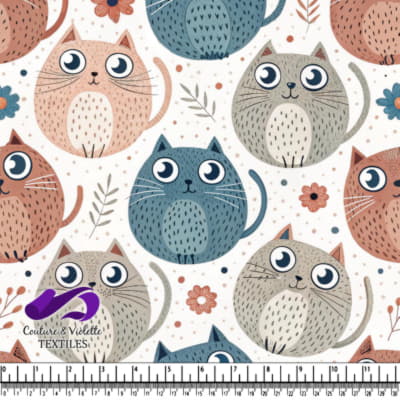 Cute colorful cats with flowers