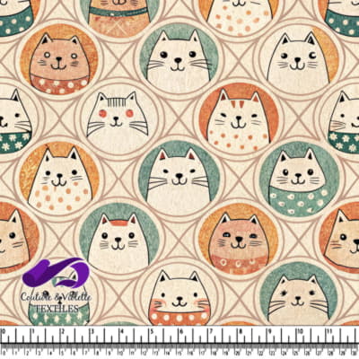 Cute whimsical cat faces in pastel circles