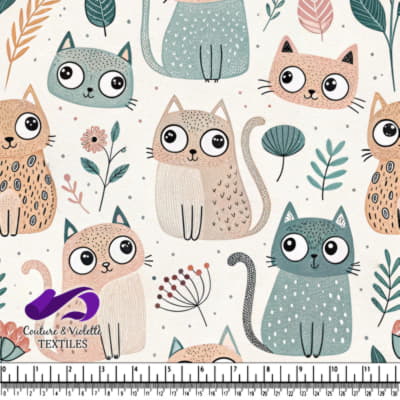 Cute cartoon cats and floral