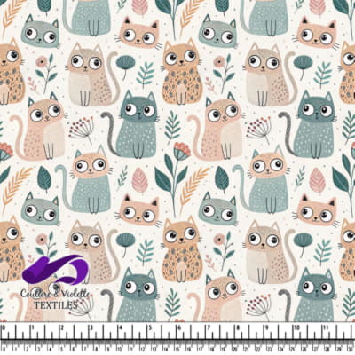 Cute cartoon cats and floral