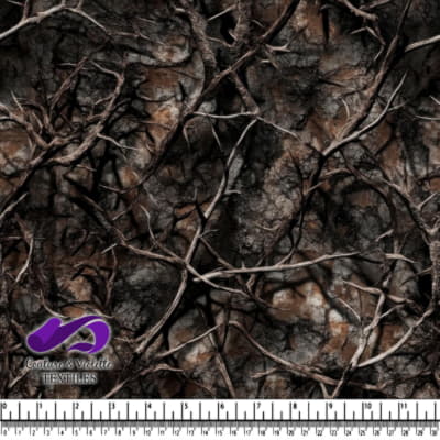 Dark forest camo pattern with intertwined tree branches