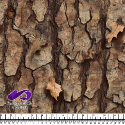 Tree bark with dried autumn leaves