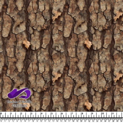 Tree bark with dried autumn leaves