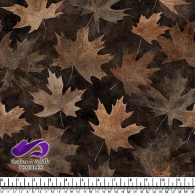 Brown and black autumn maple leaves