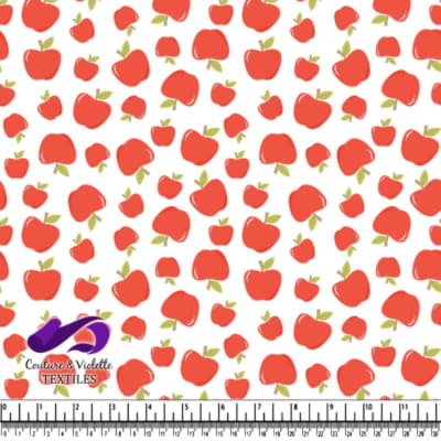 Red apple pattern on white background textile design