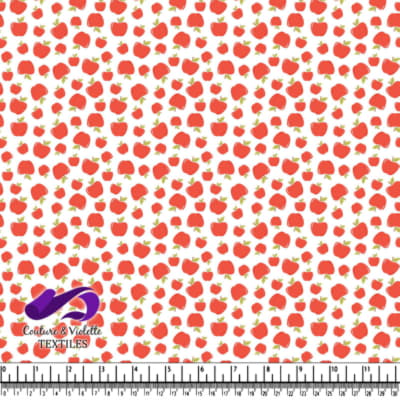 Red apple pattern on white background textile design