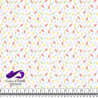Colorful paperclip pattern on white background