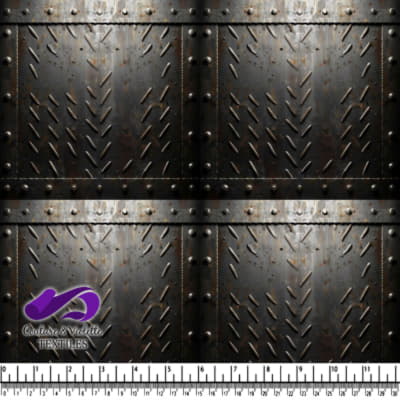 Rusted dark metal surface with rivets