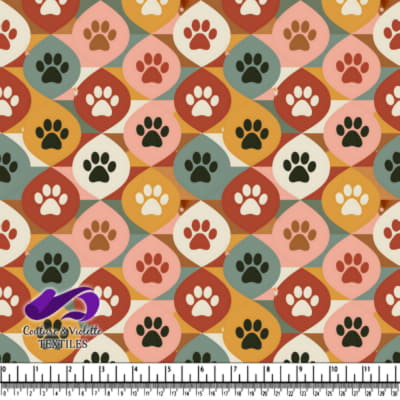 Multicolor geometric pattern with paw prints