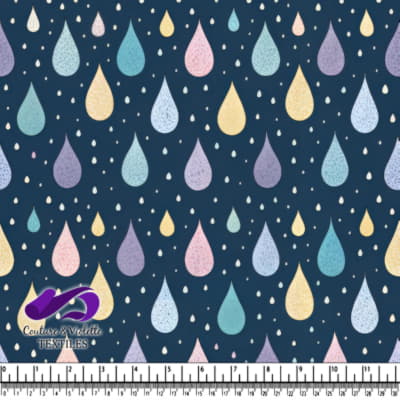Pastel raindrop pattern on navy blue background