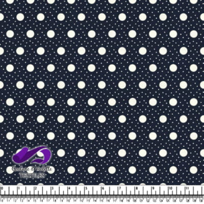 Navy Blue and White Polka Dot Fabric Pattern