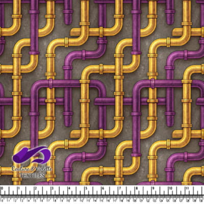 Purple and Gold Interconnected Pipes