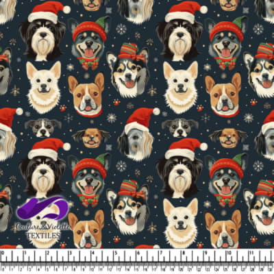 Festive Dog Faces with Holiday Hats and Scarves
