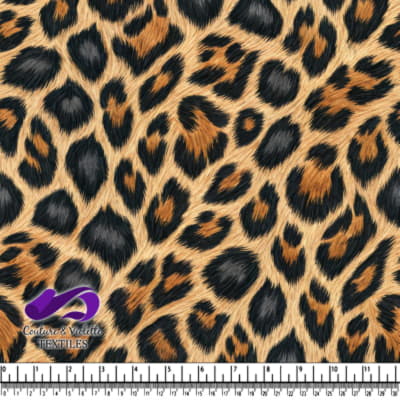 Leopard print fabric with fur texture pattern