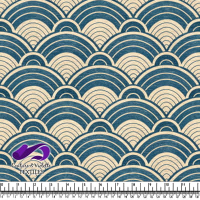 Blue and beige layered semicircle wave