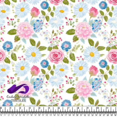 Colorful floral pattern with daisies roses