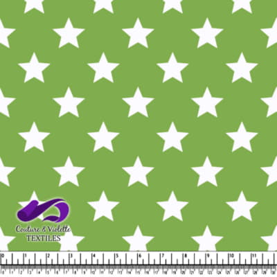 Green fabric with white star pattern