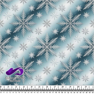 Blue gradient background with white detailed snowflakes pattern