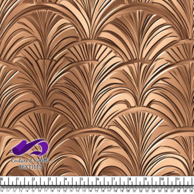 Copper metallic geometric fan pattern fabric